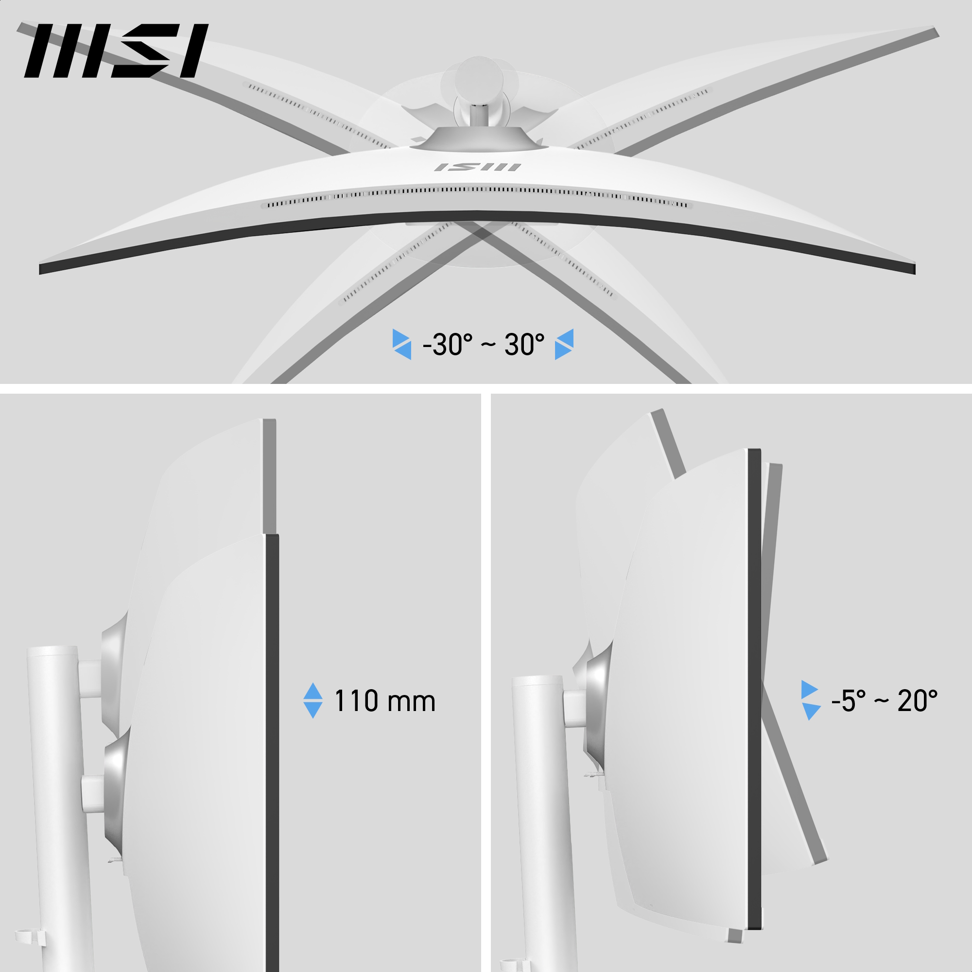 Bild von MSI MD342CQPWDE Office Monitor - Curved Panel, 120Hz Power Delivery 98Watt, Höhenverstellbar