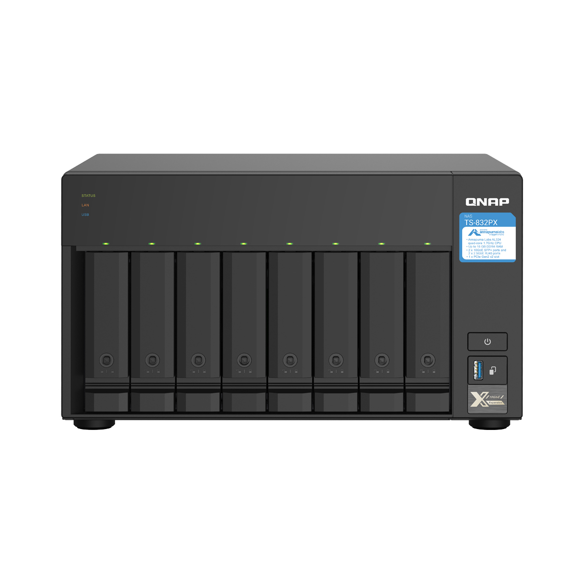Bild von QNAP TS-832PX-4G NAS 8-Bay [0/8 HDD/SSD, 2x 10GbE SFP+, 2x 2.5GbE, 3x USB 3.0, 4GB RAM]
