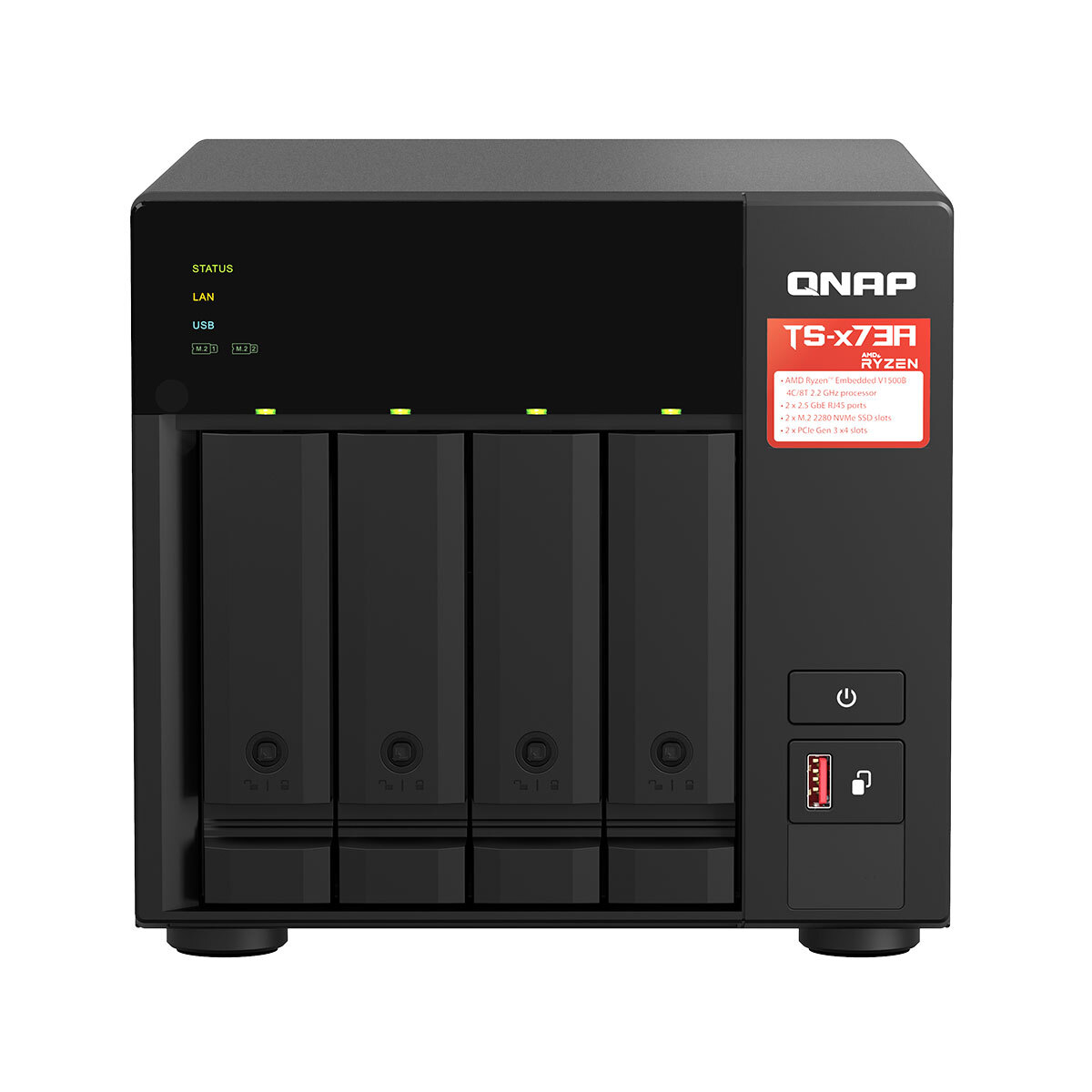 Bild von QNAP Systems TS-473A-8G NAS 4-Bay [0/4 HDD/SSD, 2x 2.5 Gigabit Ethernet, 3x USB-A, 1x USB-C, 8GB RAM]