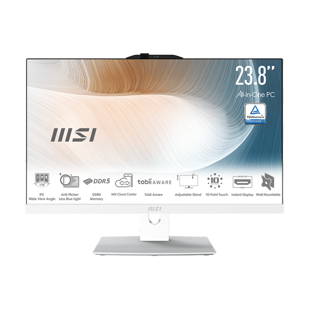 Bild von MSI Modern AM242TP 1M-1207DE All-in-One weiß 23.8" (60,5cm) FHD Touch Display, Intel Core i5-120U, 16GB RAM, 512GB M.2 SSD, Intel Grafik, Windows 11 P