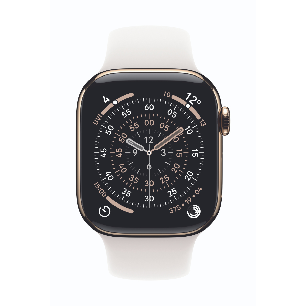 Bild von Apple Watch Series 11 Cellular 42mm Gold Titan Gehäuse mit Blassrosa Sport Band - M/L