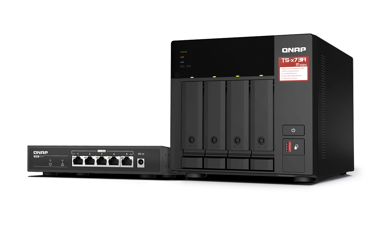 Bild von QNAP TS-473A-SW5T NAS 4-Bay [0/4 HDD/SSD, 2x 2.5 Gigabit Ethernet, 3x USB-A, 1x USB-C, 8GB RAM]