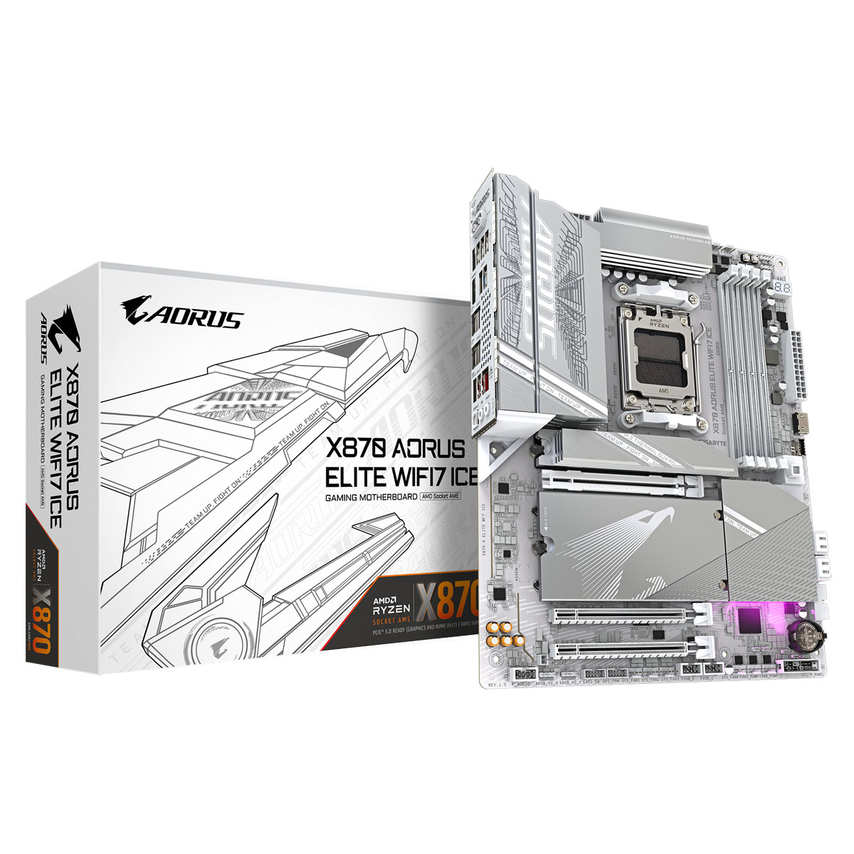 Bild von GIGABYTE X870 AORUS Elite WIFI7 ICE Mainboard Sockel AM5