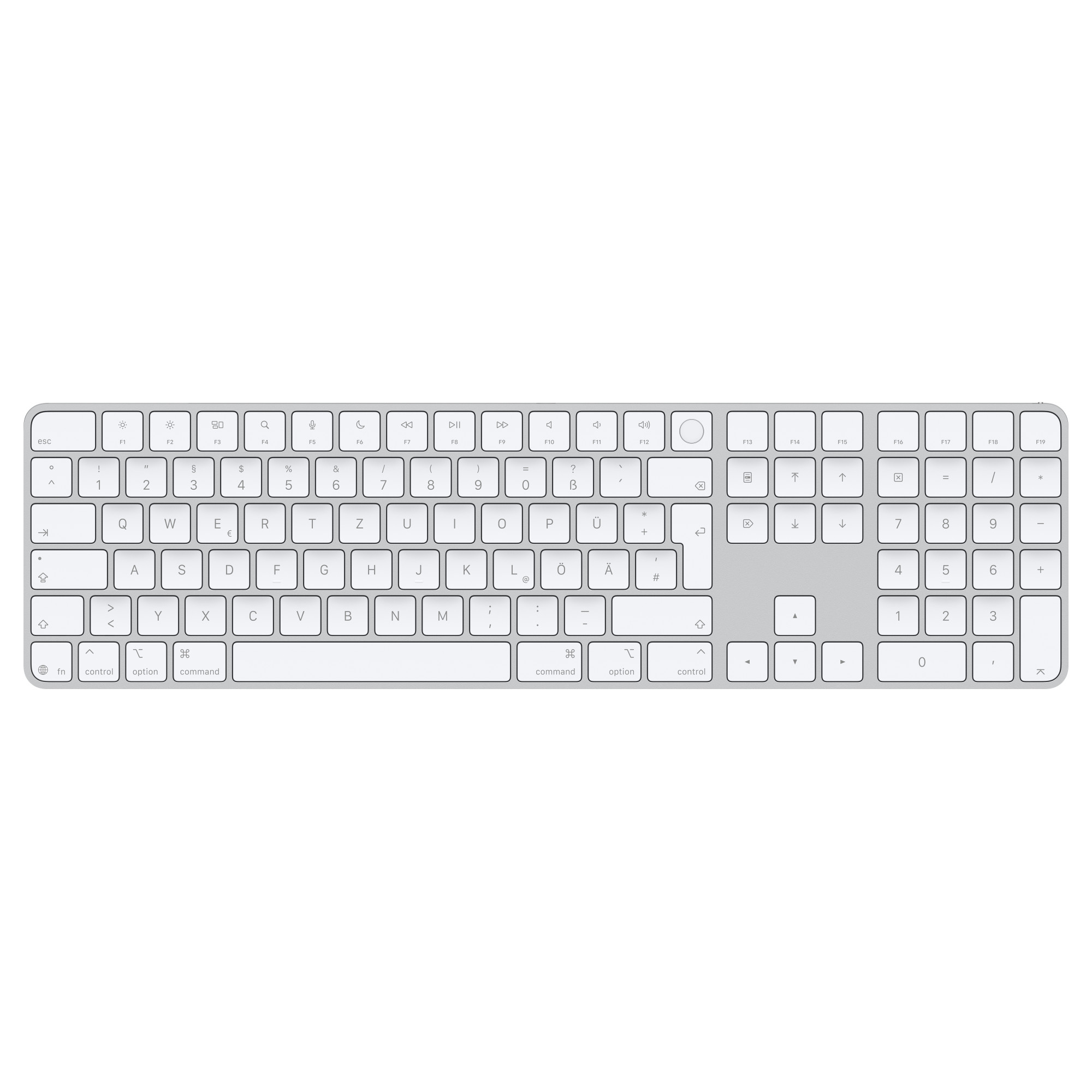 Bild von Apple Magic Keyboard weiß mit Touch ID mit Ziffernblock weiße Tasten