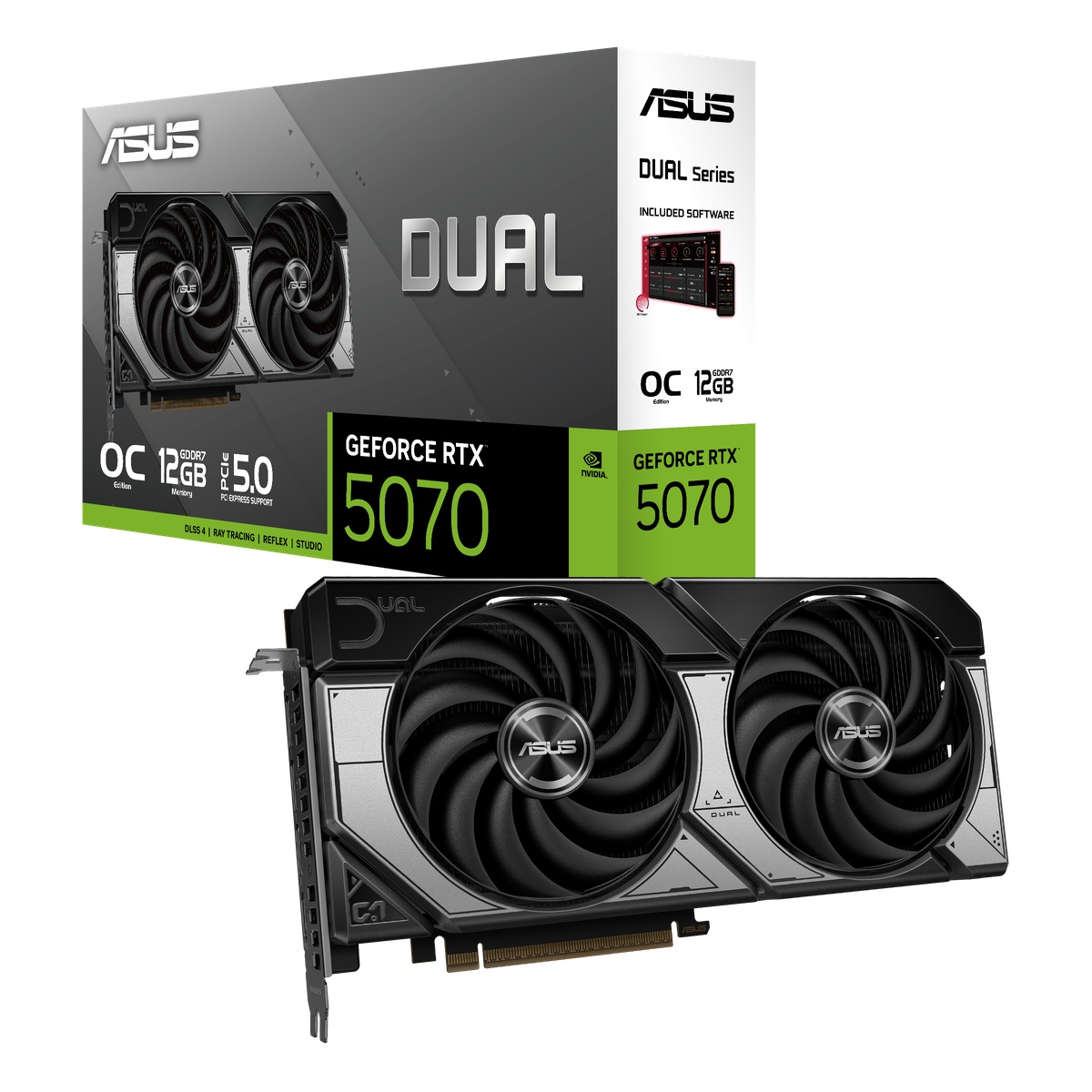 Bild von ASUS Dual GeForce RTX 5070 OC - 12GB GDDR7, HDMI, 3x DP