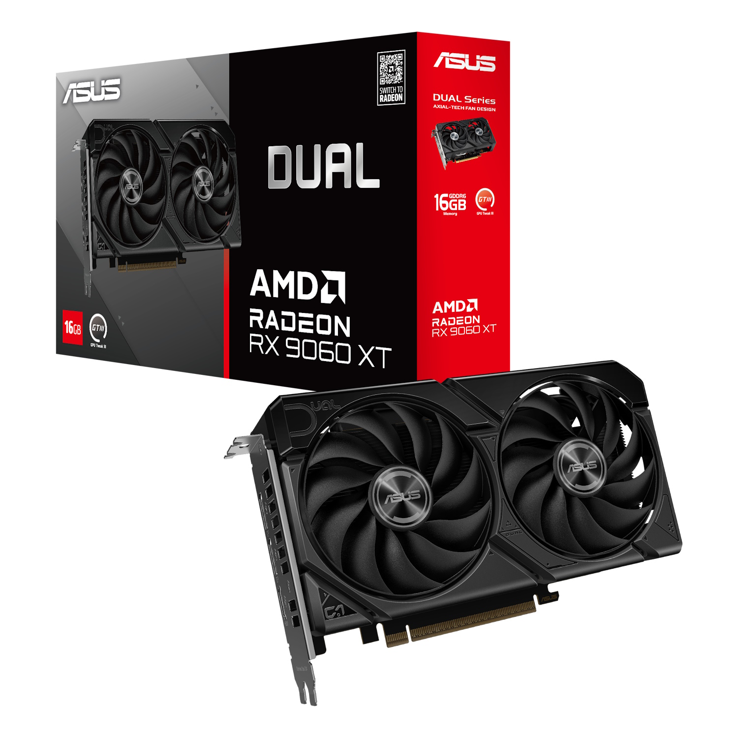Bild von ASUS Dual Radeon RX 9060 XT 16GB Grafikkarte - 16GB GDDR6, HDMI, 2x DP