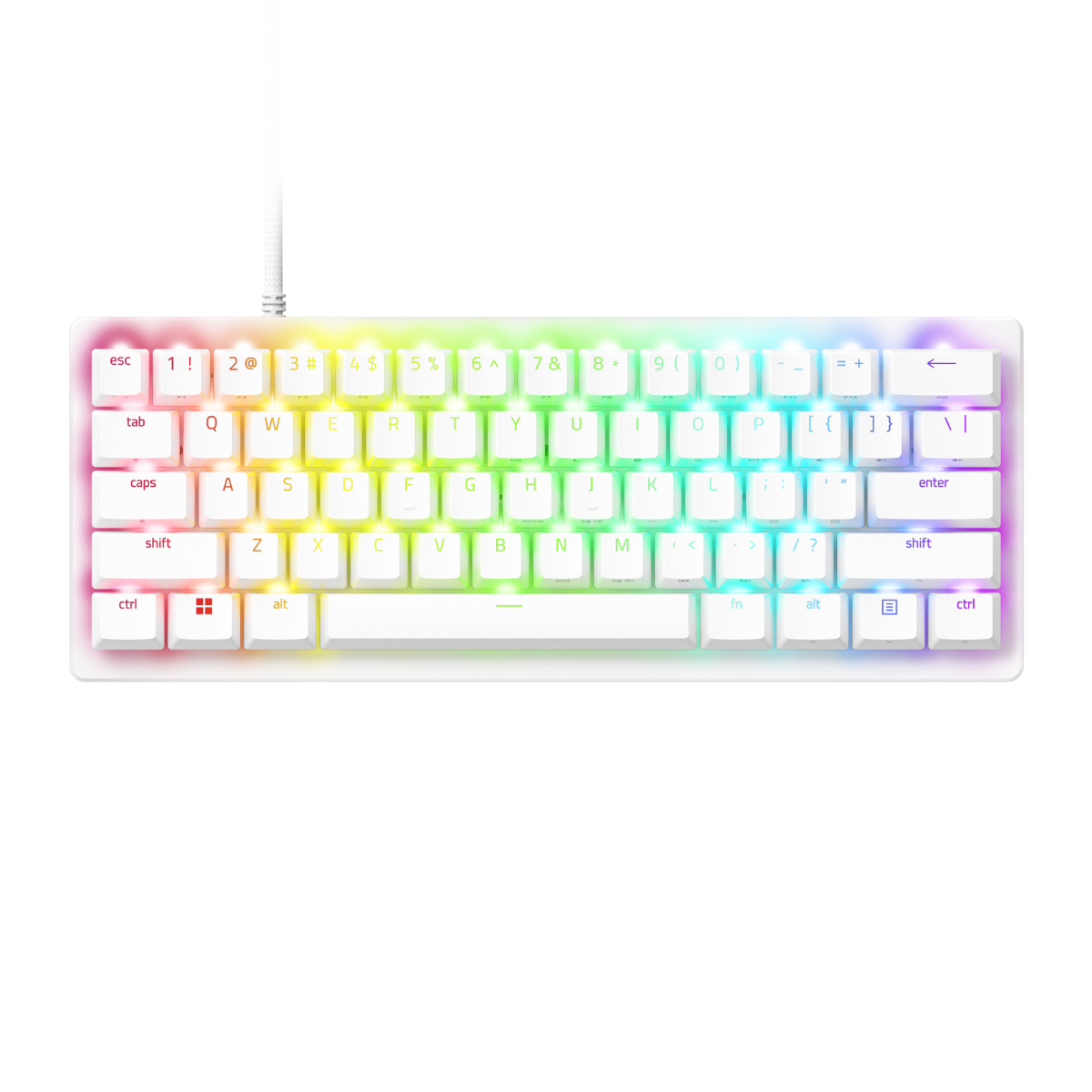Bild von Razer Huntsman V3 Pro Mini White (analoge Switches) - E-Sport-Tastatur im 60% Layout mit analogen optischen Switches, weiß (DE Layout)