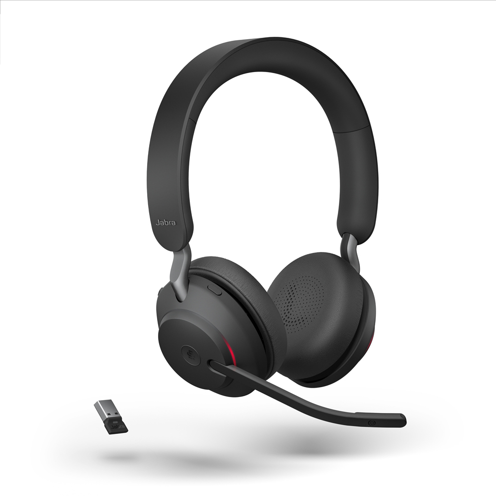 Bild von Jabra Evolve2 65 Headset , Stereo, kabellos, Bluetooth, schwarz ,inkl. Link 380 USB-A & Ladestation, Optimiert für Unified Communication