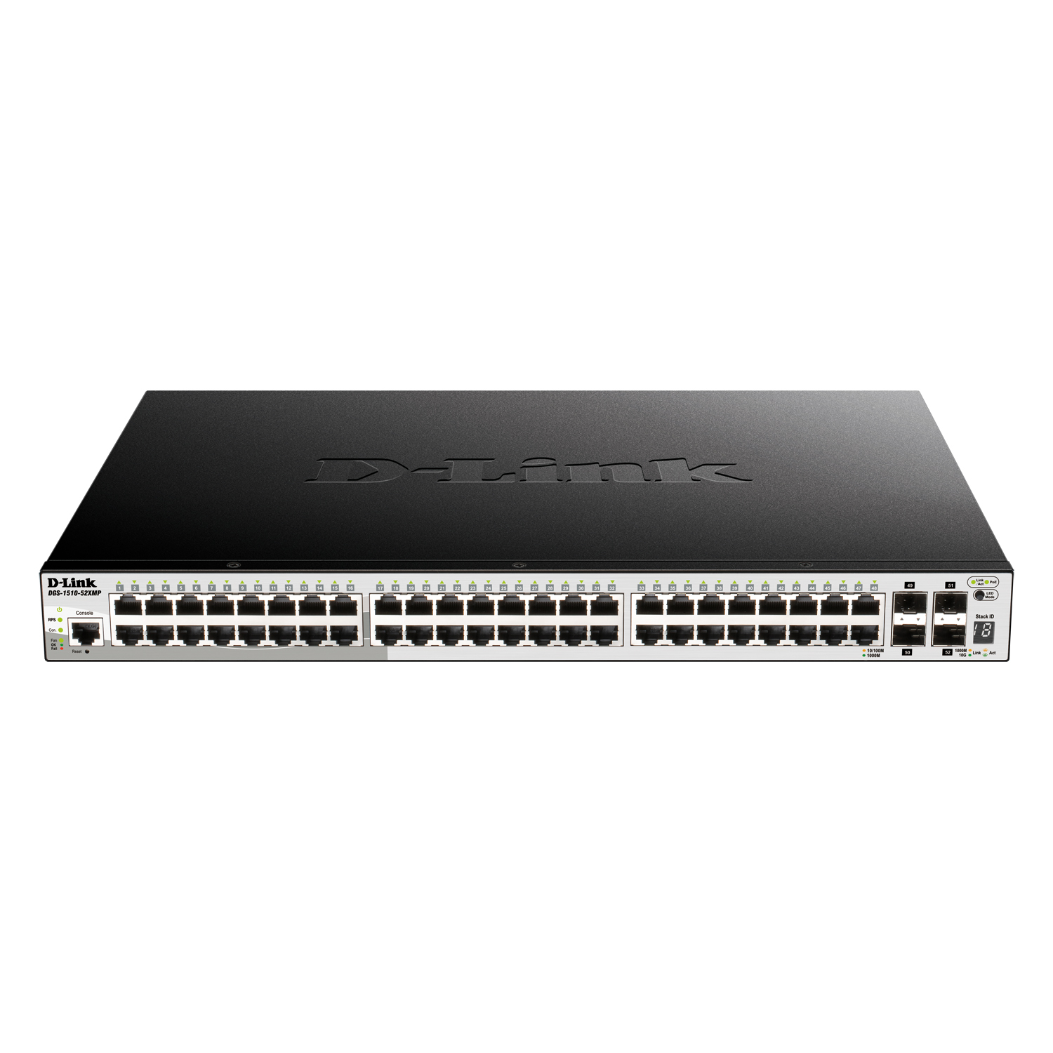 Bild von D-Link DGS-1510-52XMP Smart Managed Switch 48x Gigabit Ethernet PoE+ (max. 370 W), 4x 10 Gbit/s SFP+