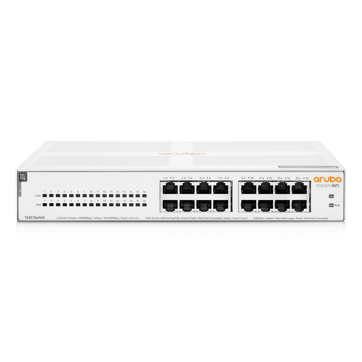 Bild von HPE Networking Instant On 1430 Unmanaged Switch (R8R48A) [16x Gigabit Ethernet PoE, 124W]