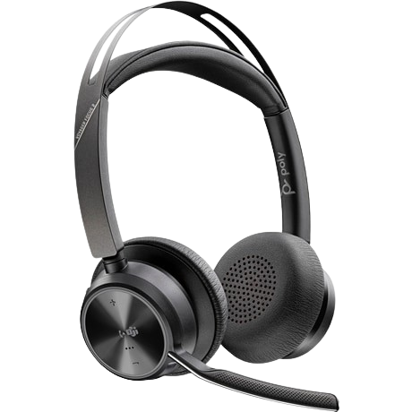 Bild von Poly Voyager Focus 2 Bluetooth-Headset MS Teams zertifiziert, Hybrid Active Noise Cancellation (ANC), 6 Mikrofone, Mikrofon-Geräuschunterdrückung,incl