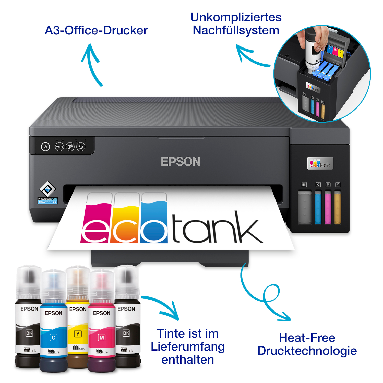 Bild von Epson EcoTank ET-14100 - A3-Tintentankdrucker B-Ware A3+, Drucker, USB, WLAN, Tintentanksystem