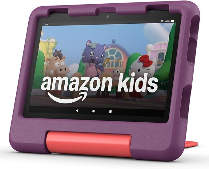Bild von Amazon Fire HD 8 Kids-Tablet (2024), violett für Kinder von 3 bis 7 Jahre, 2 Jahre Sorglos-Garantie, kindgerechte Hülle, 8-Zoll-HD-Display, 32GB