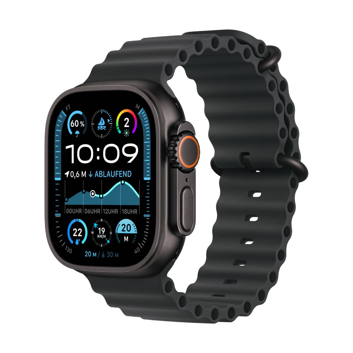 Bild von Apple Watch Ultra 2 Schwarz Titanium Ocean Band Schwarz 2024 GPS + Cellular 49mm