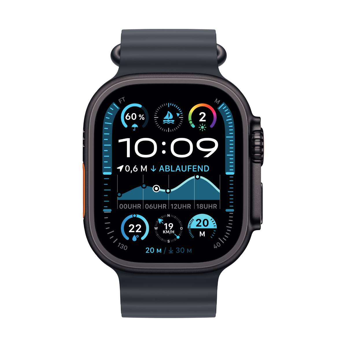 Bild von Apple Watch Ultra 2 Schwarz Titanium Ocean Band Schwarz 2024 GPS + Cellular 49mm