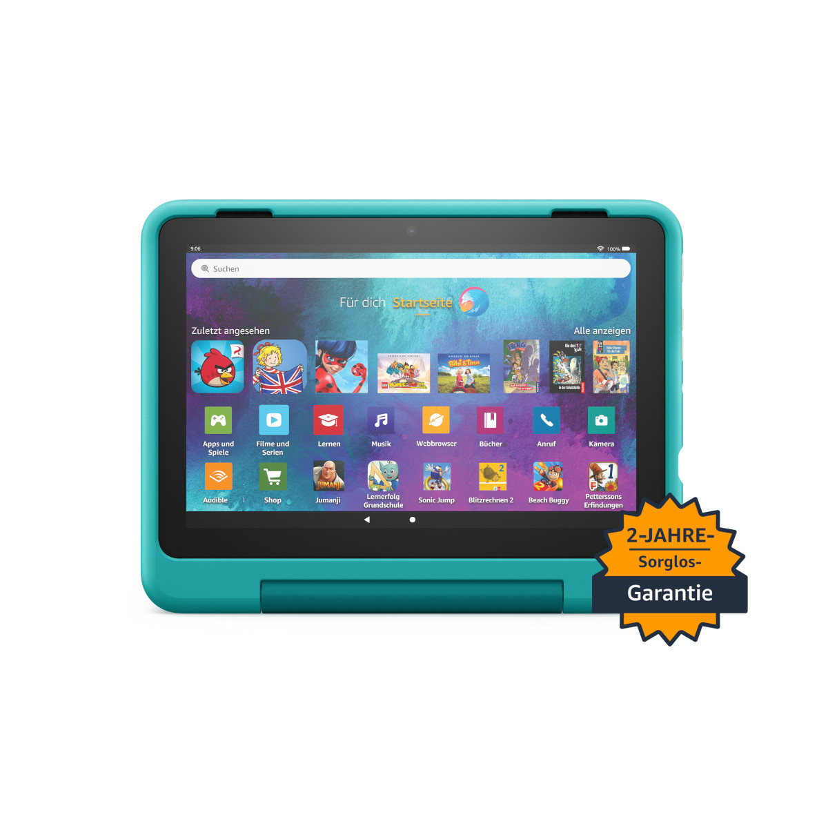 Bild von Amazon Fire HD 8 Kids Pro-Tablet (2022), blaugrün von 6 bis 12 Jahren, 13 Stunden Akkulaufzeit, kindgerechte Hülle, 8-Zoll-HD-Display, 32GB