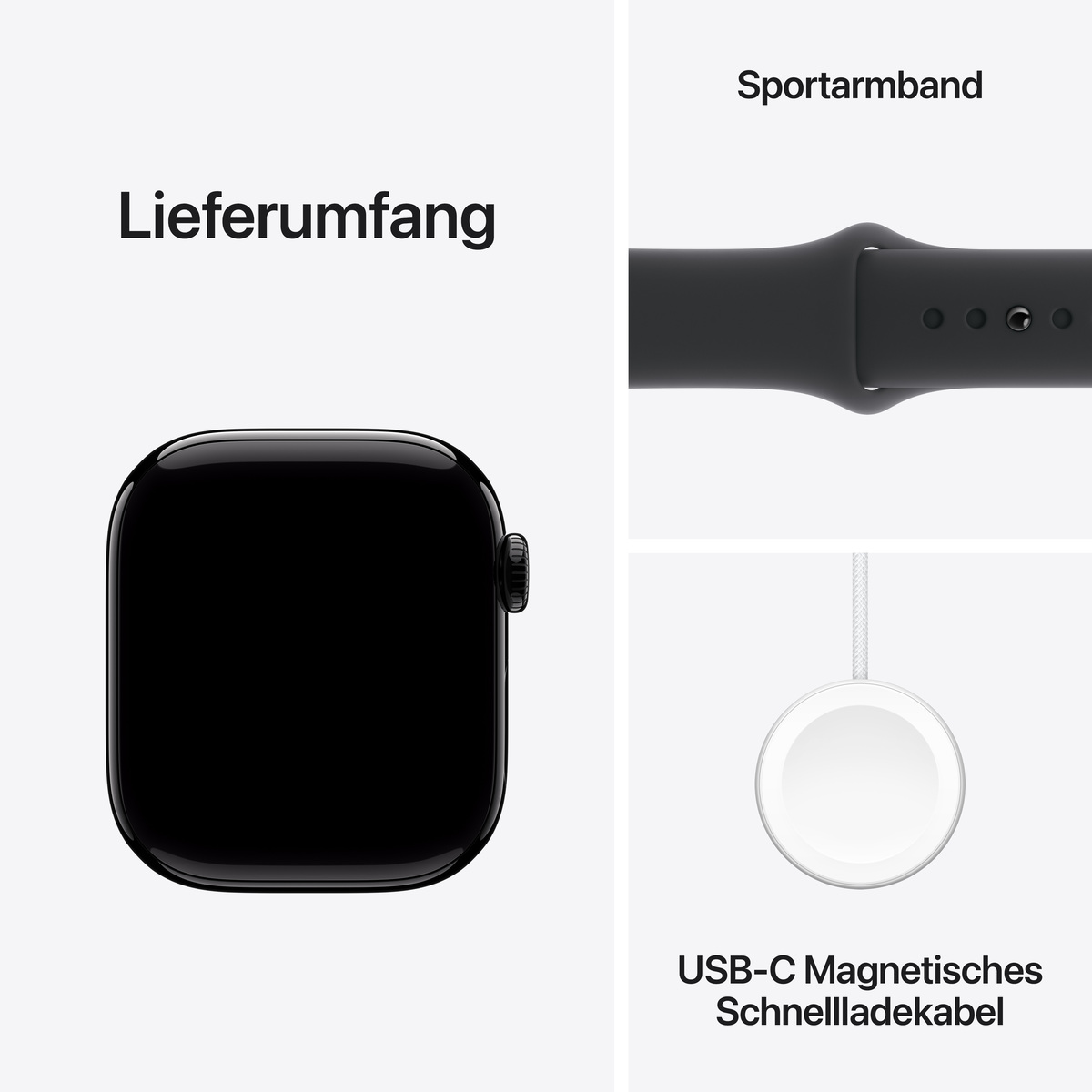 Bild von Apple Watch S10 Diamantschwarz Aluminium Sport Band Schwarz- M/L GPS + Cellular 42mm MWX73QF/A 2024