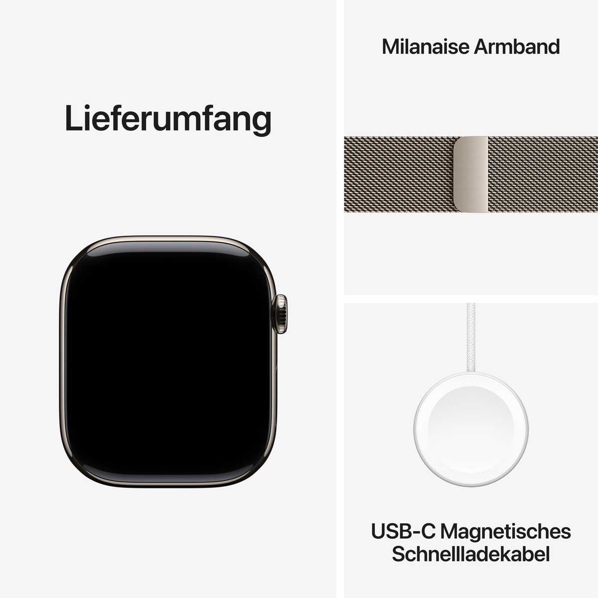 Bild von Apple Watch S10 Natur Titanium Milanese Loop Natur - S/M GPS + Cellular 46mm MC7Q4QF/A 2024