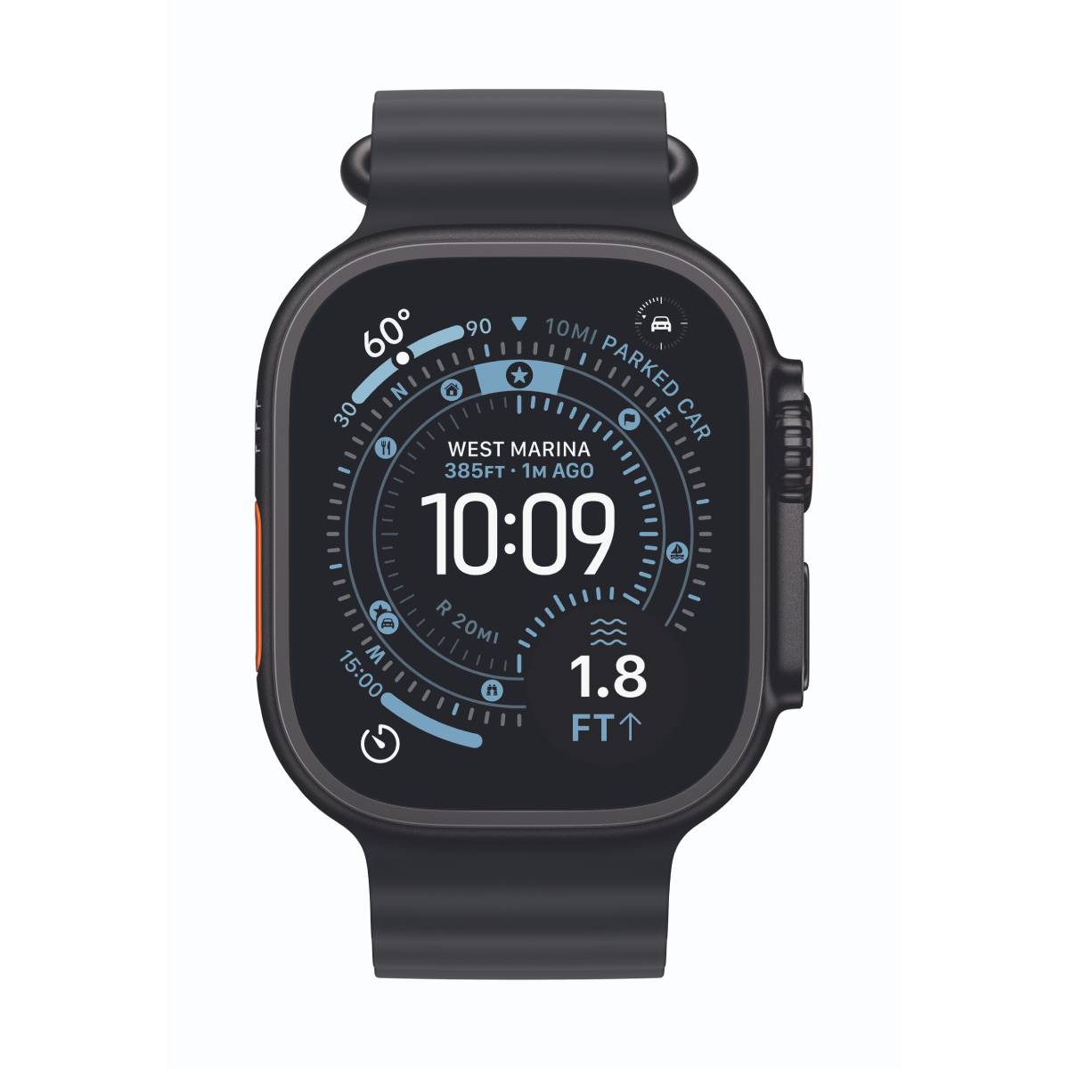 Bild von Apple Watch Ultra 3 Cellular 49mm Schwarz Titan Gehäuse B-Ware mit Schwarz Ocean Band