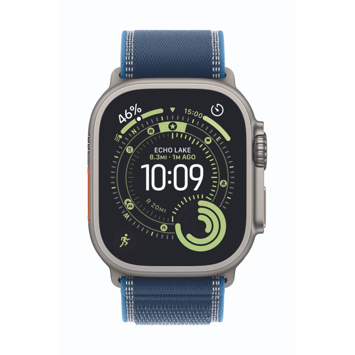 Bild von Apple Watch Ultra 3 Cellular 49mm Natur Titan Gehäuse mit Blau/Hellblau Trail Loop - M/L