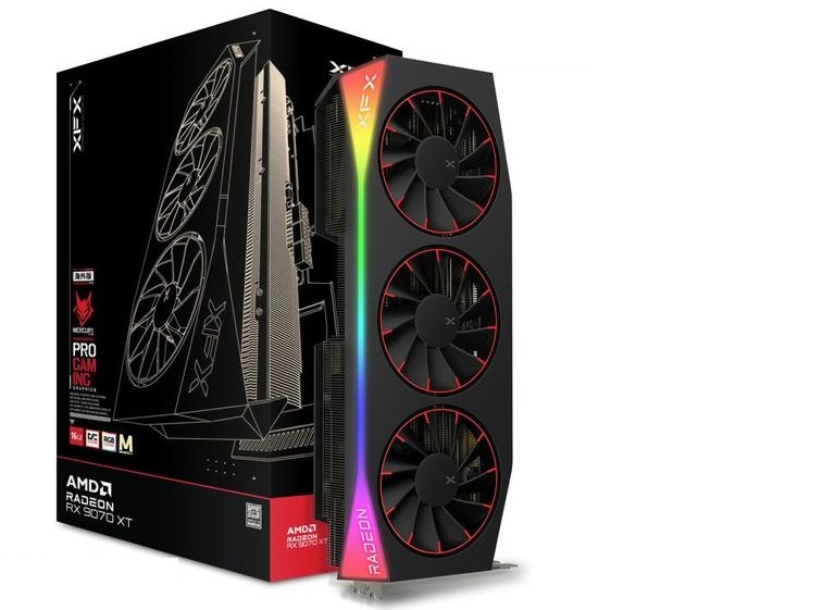 Bild von XFX Radeon RX 9070XT MERCURY Magnetic Air RGB Gaming 16GB OC - 16GB GDDR6, 1x HDMI, 3x DP