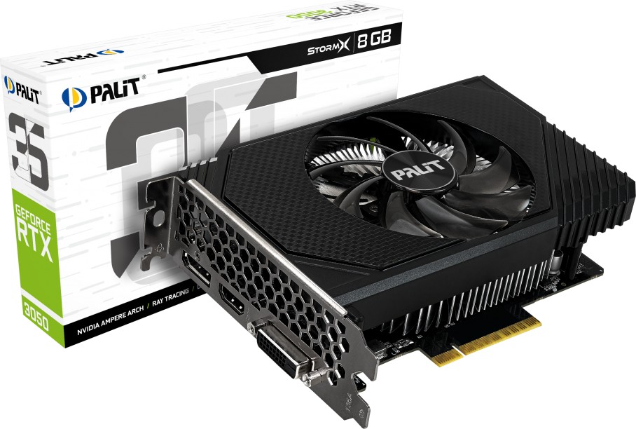 Bild von Palit GeForce RTX 3050 StormX Grafikkarte - 8GB DDR6, 3x DisplayPort/1x HDMI