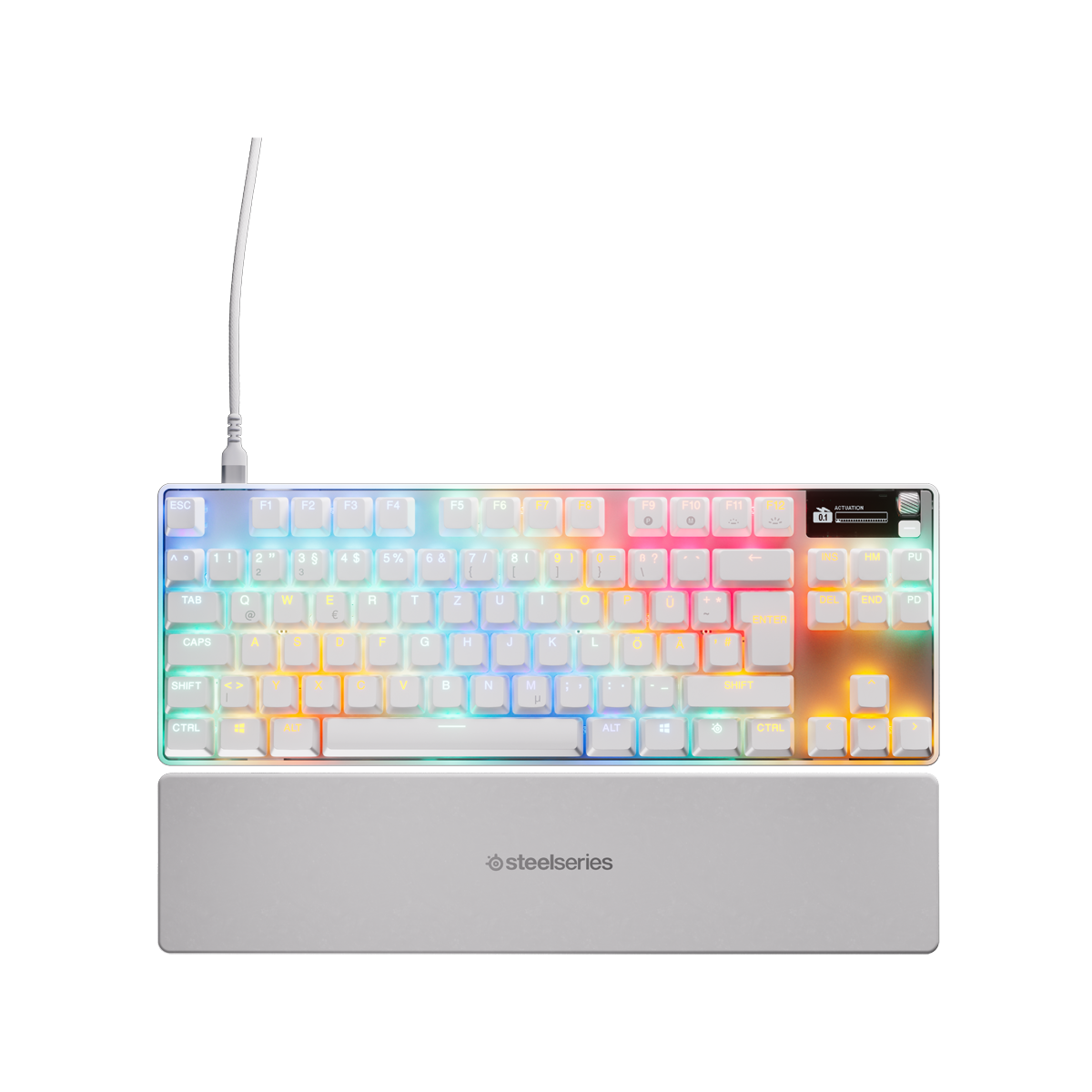 Bild von Steelseries Apex Pro TKL Gen 3 White kabelgebundene Gaming Tastatur mit Hall Effect Switches, Rapid Trigger und RGB-Beleuchtung