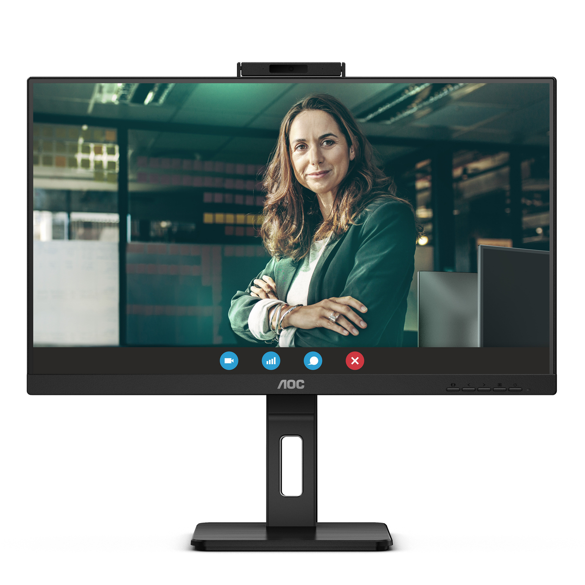 Bild von AOC Q27P3CW 27 Zoll QHD Monitor, 2 MP Webcam, höhenverstellbar, Lautsprecher (2560x1440, 75 Hz, HDMI, DisplayPort (in/Out), USB-C (65W PD),