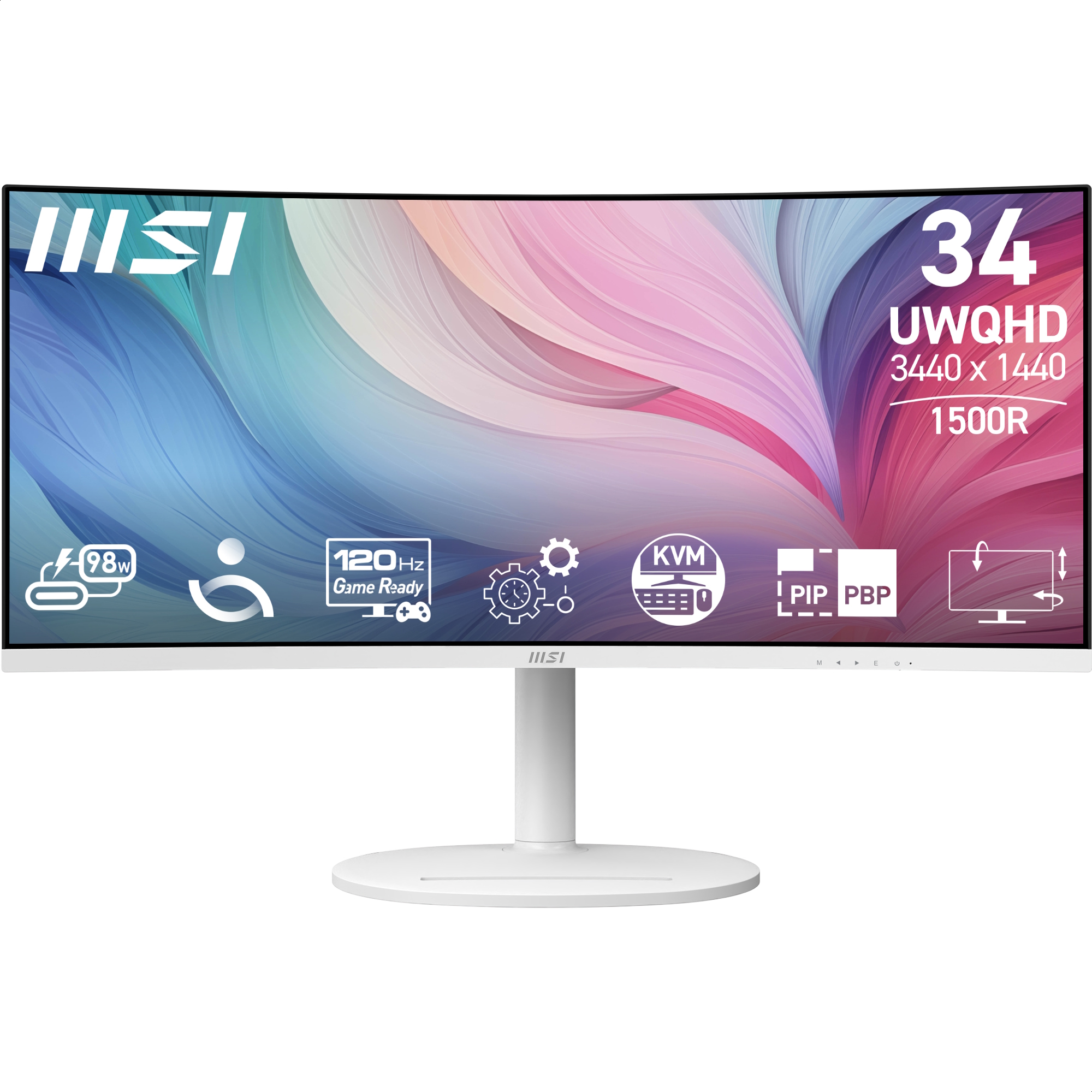 Bild von MSI MD342CQPWDE Office Monitor - Curved Panel, 120Hz Power Delivery 98Watt, Höhenverstellbar