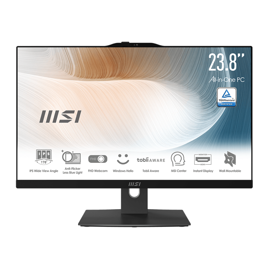 Bild von MSI Modern AM242P 1M-1203DE All-in-One schwarz 23.8" (60,5cm) FHD Display, Intel Core i5-120U, 16GB RAM, 512GB M.2 SSD, Intel Grafik, Windows 11 Pro