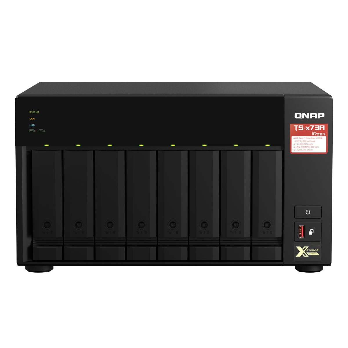 Bild von QNAP Systems TS-873A-8G NAS 8-Bay [0/8 HDD/SSD, 2x 2.5 Gigabit Ethernet, 3x USB-A, 1x USB-C, 8GB RAM]