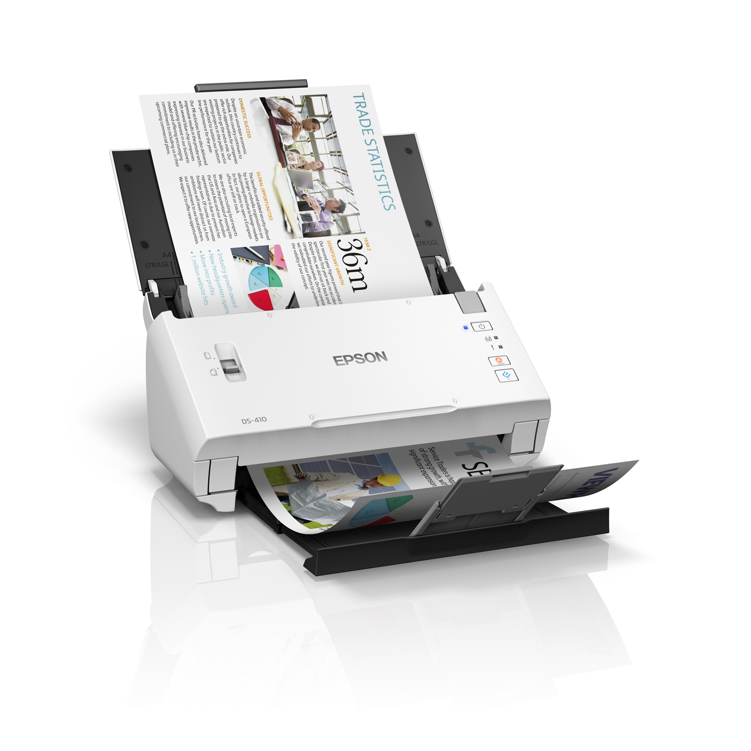 Bild von Epson WorkForce DS-410 Dokumenten-Scanner Duplex ADF Bis zu 26 Seiten/Min. | Automatischer 50-Blatt-Einzug | Beidseitiges Scannen | USB 2.0
