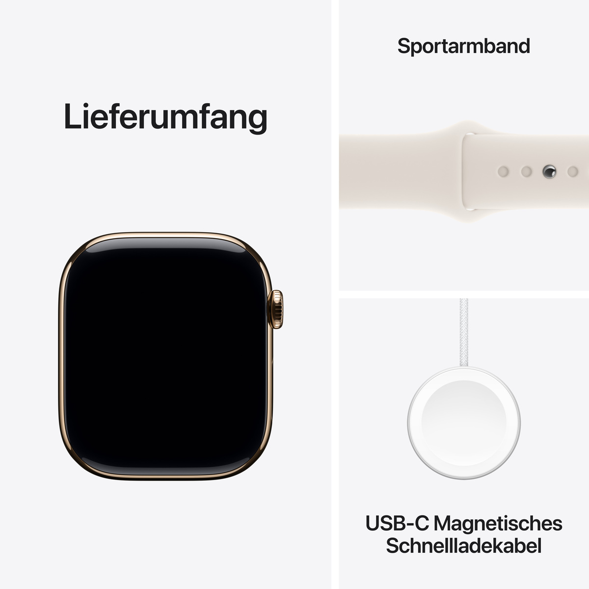 Bild von Apple Watch S10 Gold Titanium Sport Band Polarstern S/M GPS + Cellular 46mm MWYX3QF/A 2024
