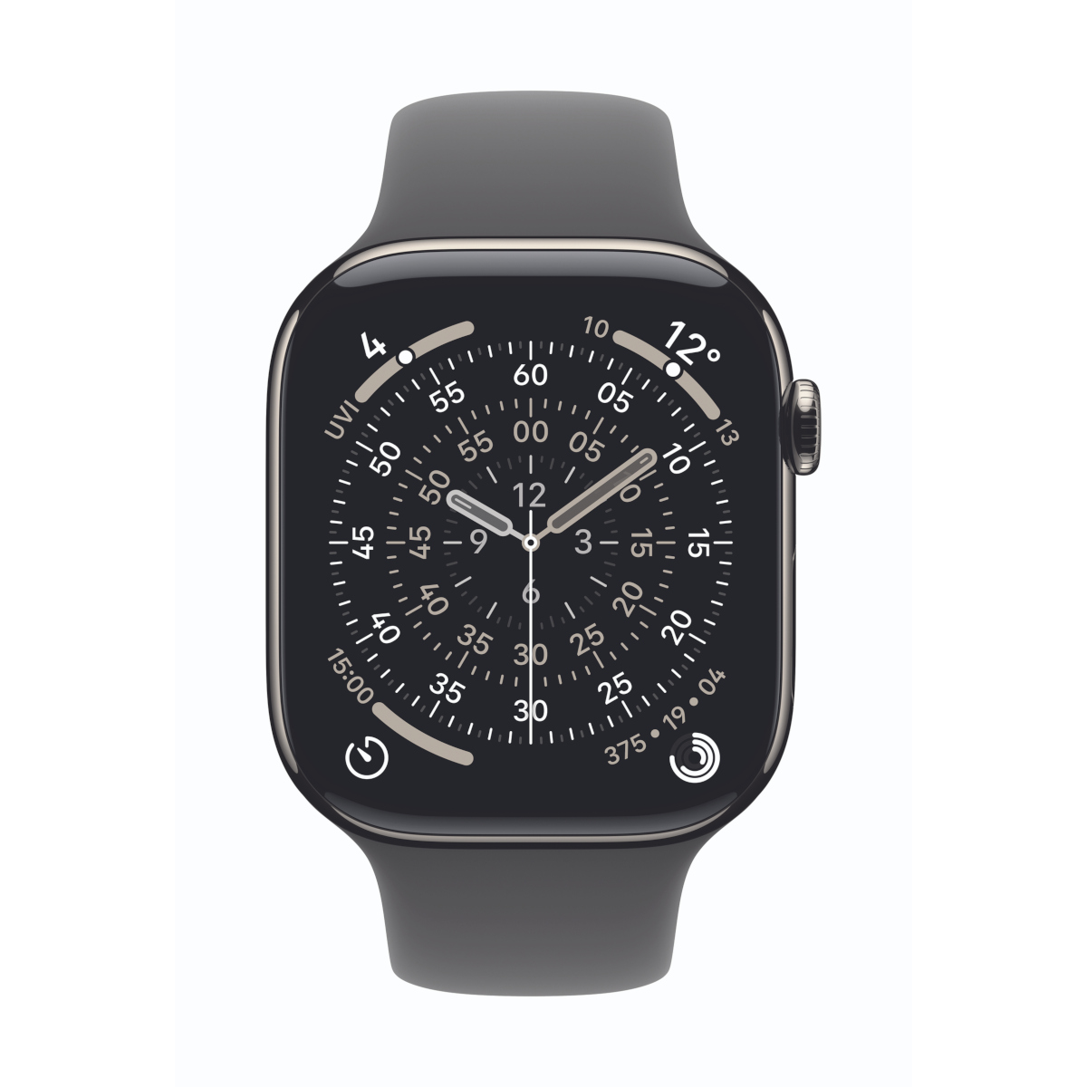 Bild von Apple Watch Series 11 Cellular 46mm Natur Titan Gehäuse mit Steingrau Sport Band - M/L