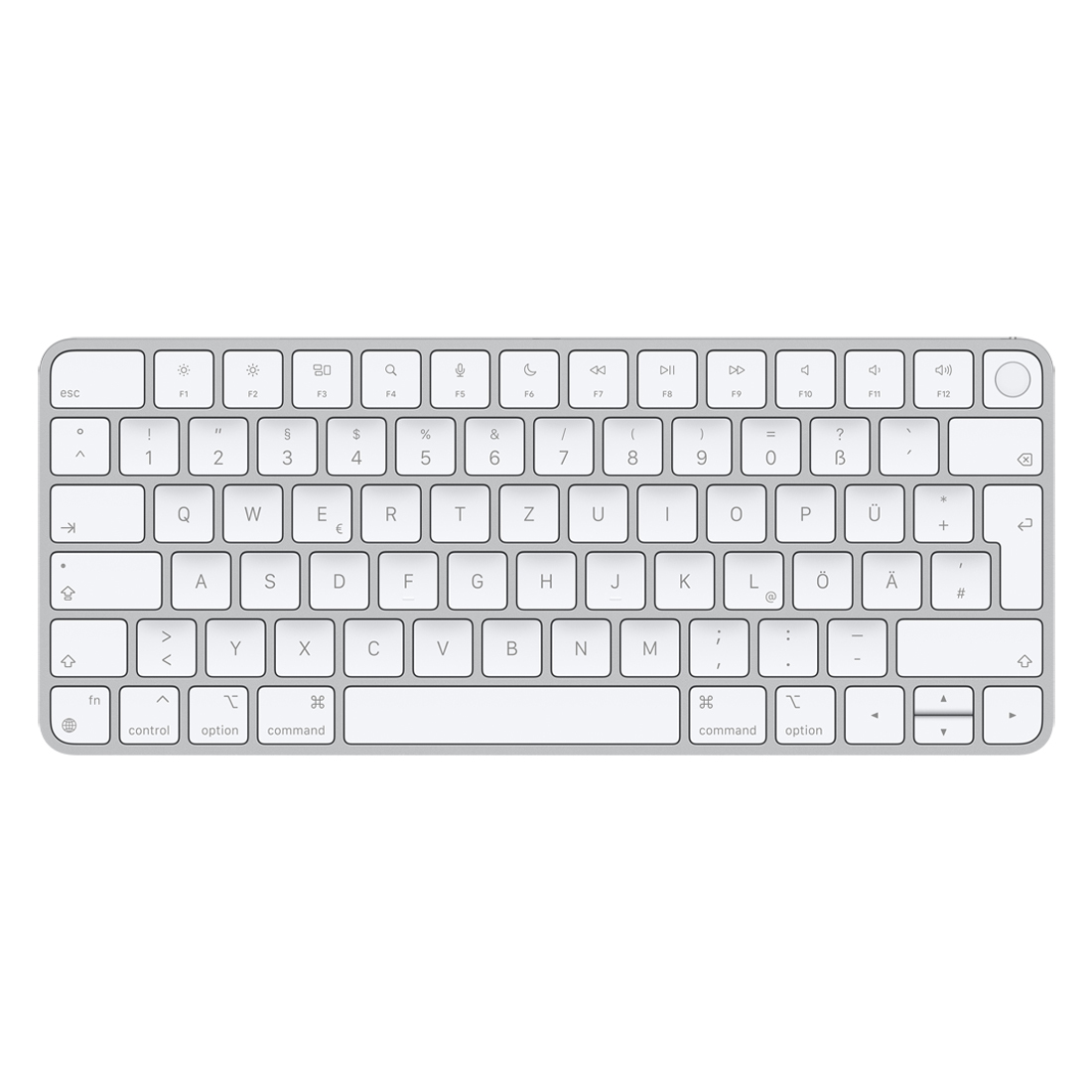Bild von Apple Magic Keyboard weiß mit Touch ID weiße Tasten, ohne Ziffernblock