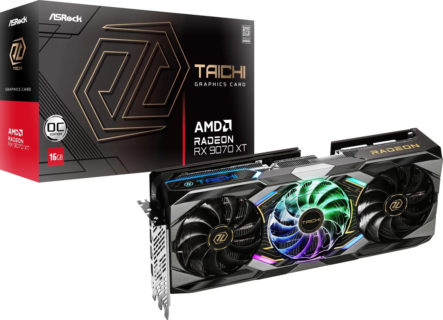 Bild von ASRock Radeon RX 9070 XT Taichi 16GB OC - 16GB GDDR6, 1x HDMI, 3x DP