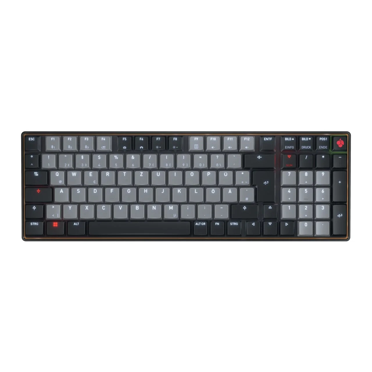 Bild von CHERRY KW 550 MX LP, Mechanische 96% Tastatur, DE-Layout Zwei Verbindungsmodi: Bluetooth® und kabelgebunden, RGB-LED für Ladestandsanzeige