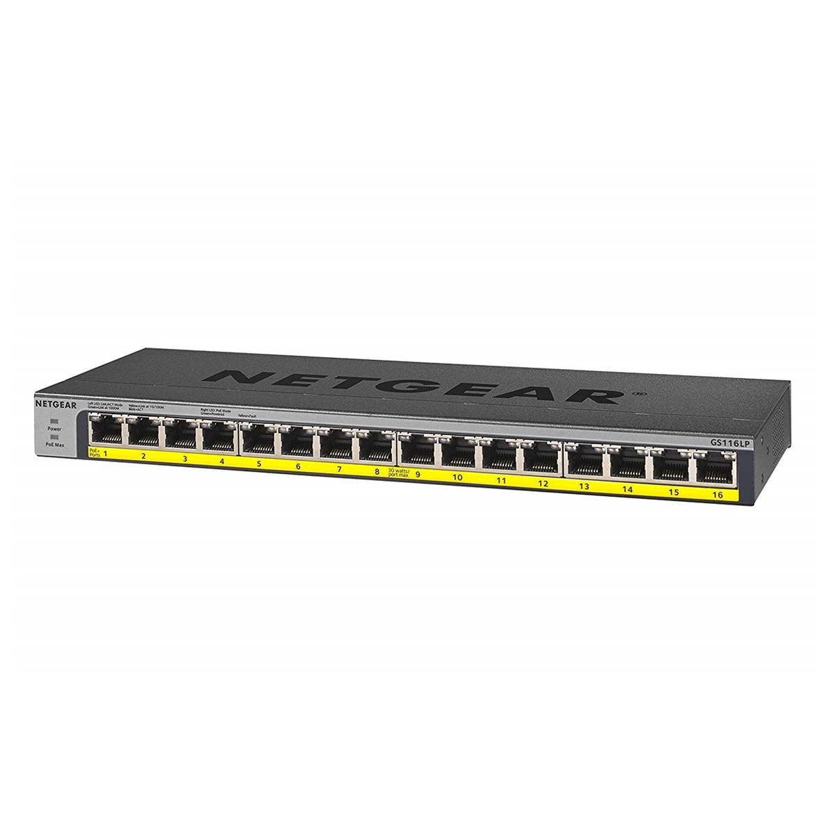 Bild von NETGEAR GS116LP 16-Port Unmanaged Switch [16x Gigabit-LAN, PoE+ 76W, Lüfterlos]