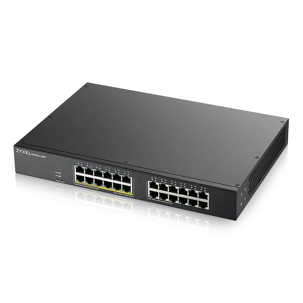 Bild von Zyxel GS1900-24EP Smart Managed Switch 24x Gigabit Ethernet (12x PoE+ max. 130 Watt), Layer 2, Rackmount