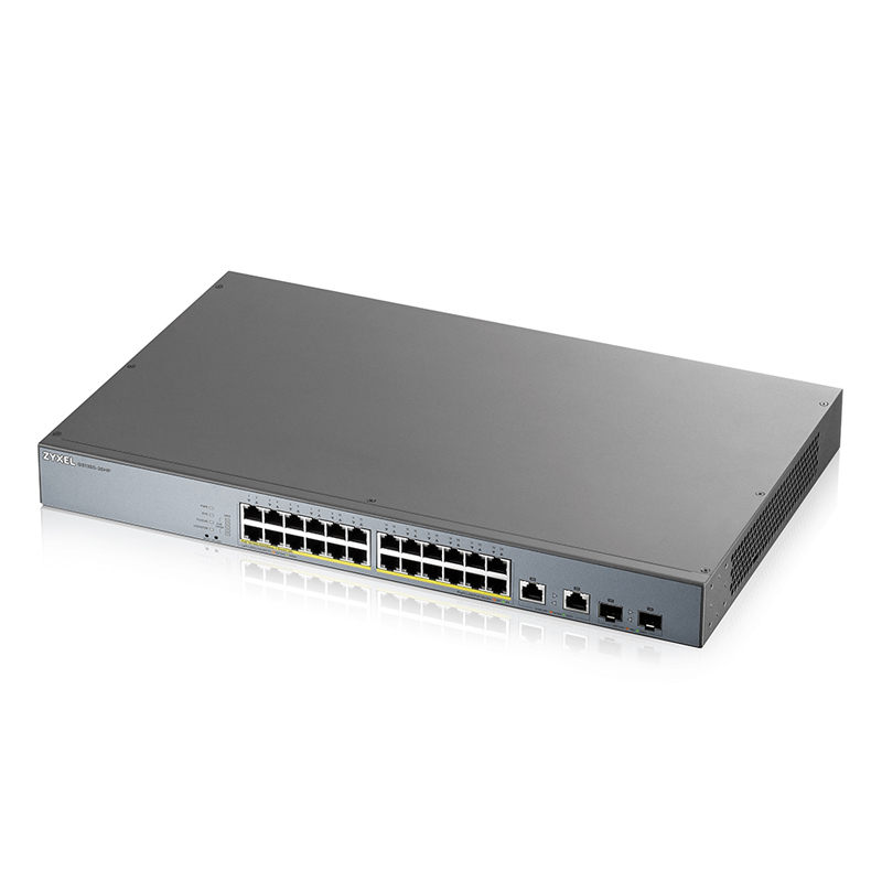 Bild von Zyxel GS1350-26HP Smart Managed Switch 24x Gigabit Ethernet (24x PoE+ max. 375 Watt), 2x GbE/SFP, Long Range, inkl. 1 Jahr Nebula Pro