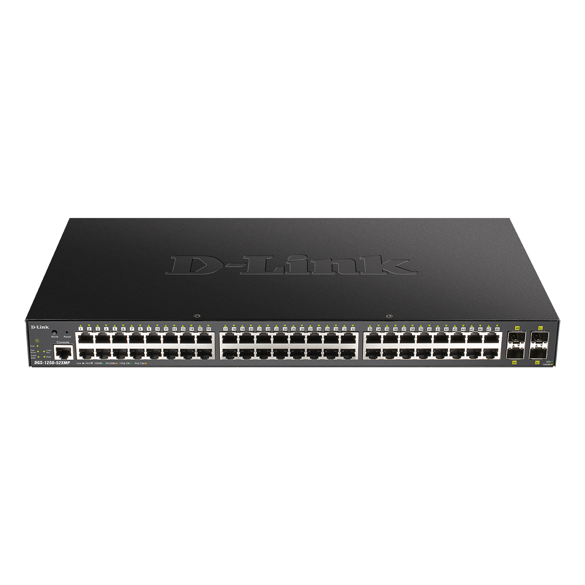 Bild von D-Link DGS-1250-52XMP/E Smart Managed Switch [48x Gigabit Ethernet PoE+, 370W, 4x 10 Gbit/s SFP+]