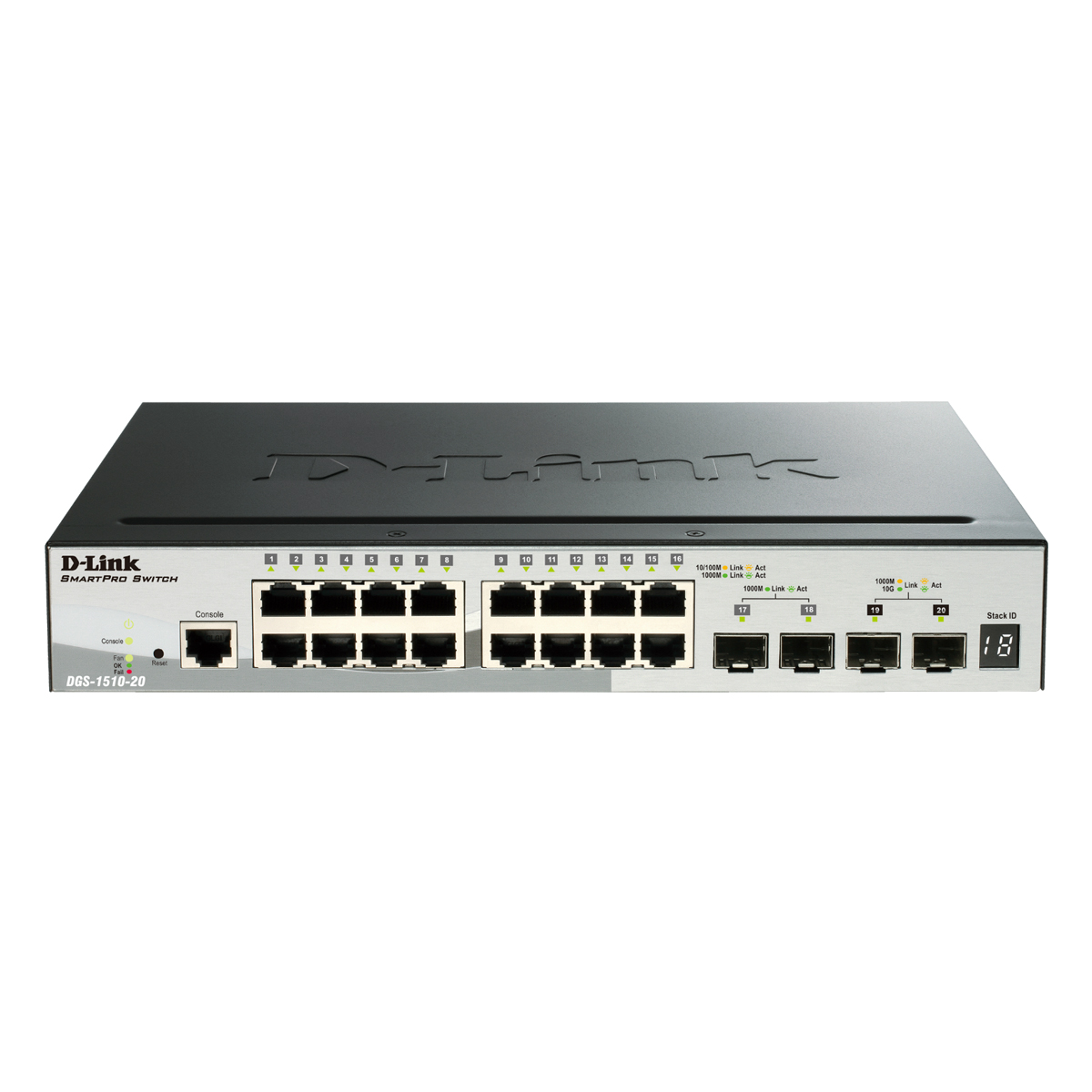 Bild von D-Link DGS-1510-20 Stackable Smart Managed Switch 20-Port 16x Gigabit Ethernet, 2x Gigabit SFP, 2x 10 Gbit/s SFP+