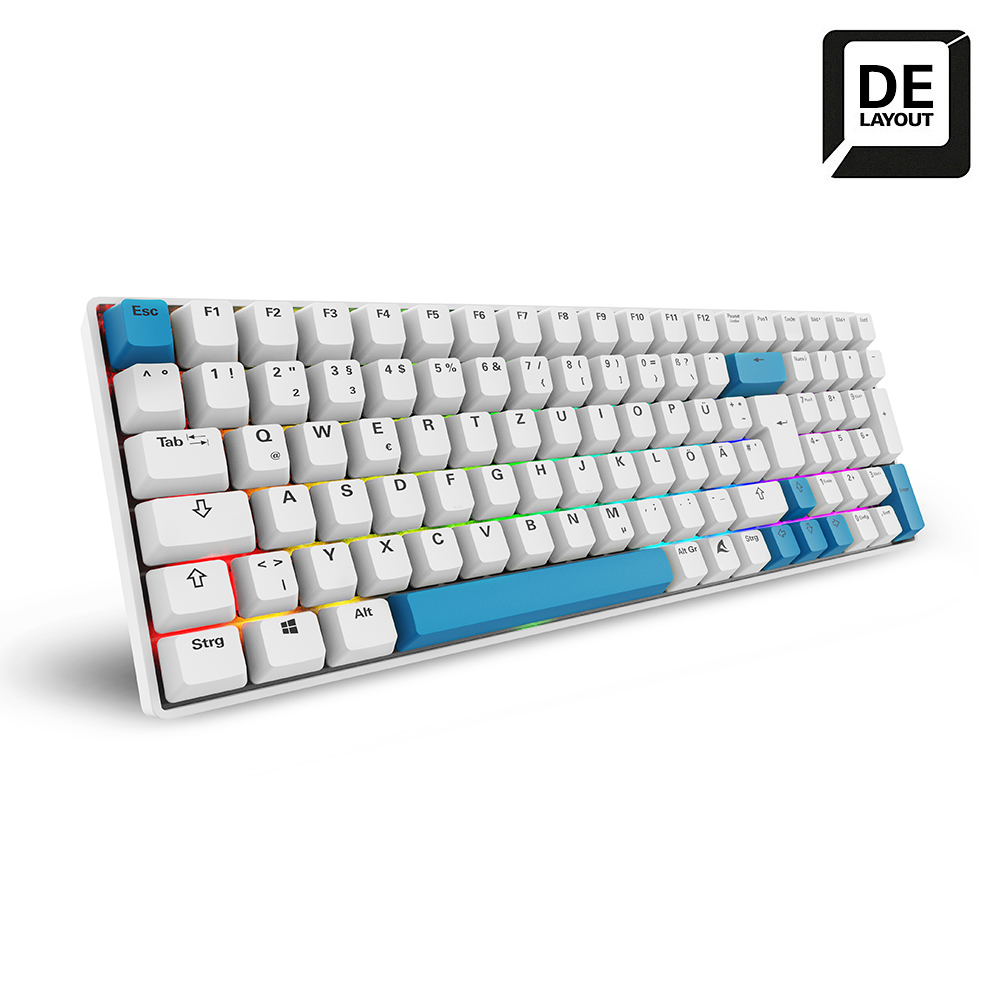 Bild von Sharkoon SKILLER SGK50 S2 PBT Gaming Tastatur B-Ware - 96% Layout, Hot-Swap Gateron GPRO Yellow Switches, RGB-Beleuchtung, QWERTZ-Layout, weiß