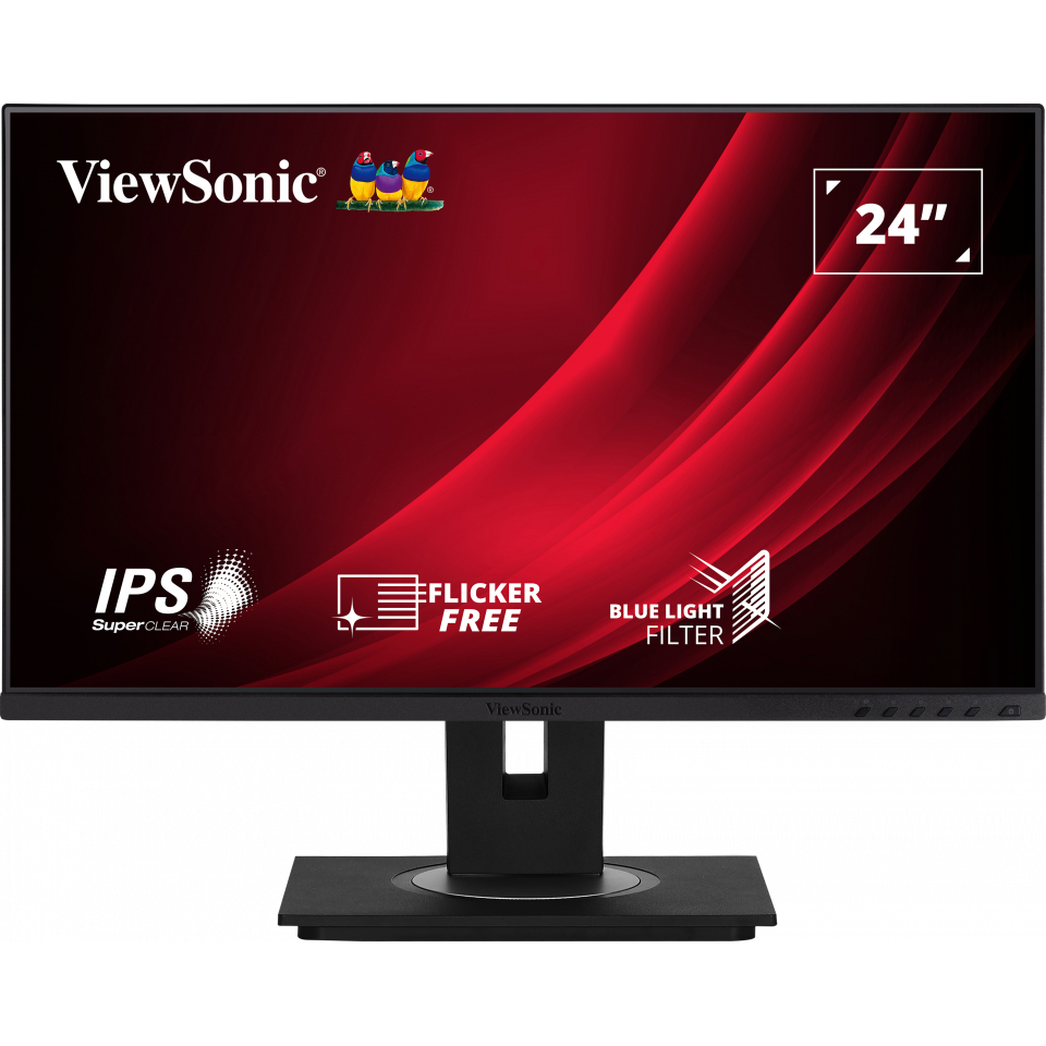 Bild von ViewSonic VG2448A-2 LED Office Monitor 60,45 cm (23,8 Zoll) Vielseitiger Standfuß und 3 Seiten rahmenlos, Full HD, 16:9, 5ms, IPS, 250cd/m², 100Hz, 99