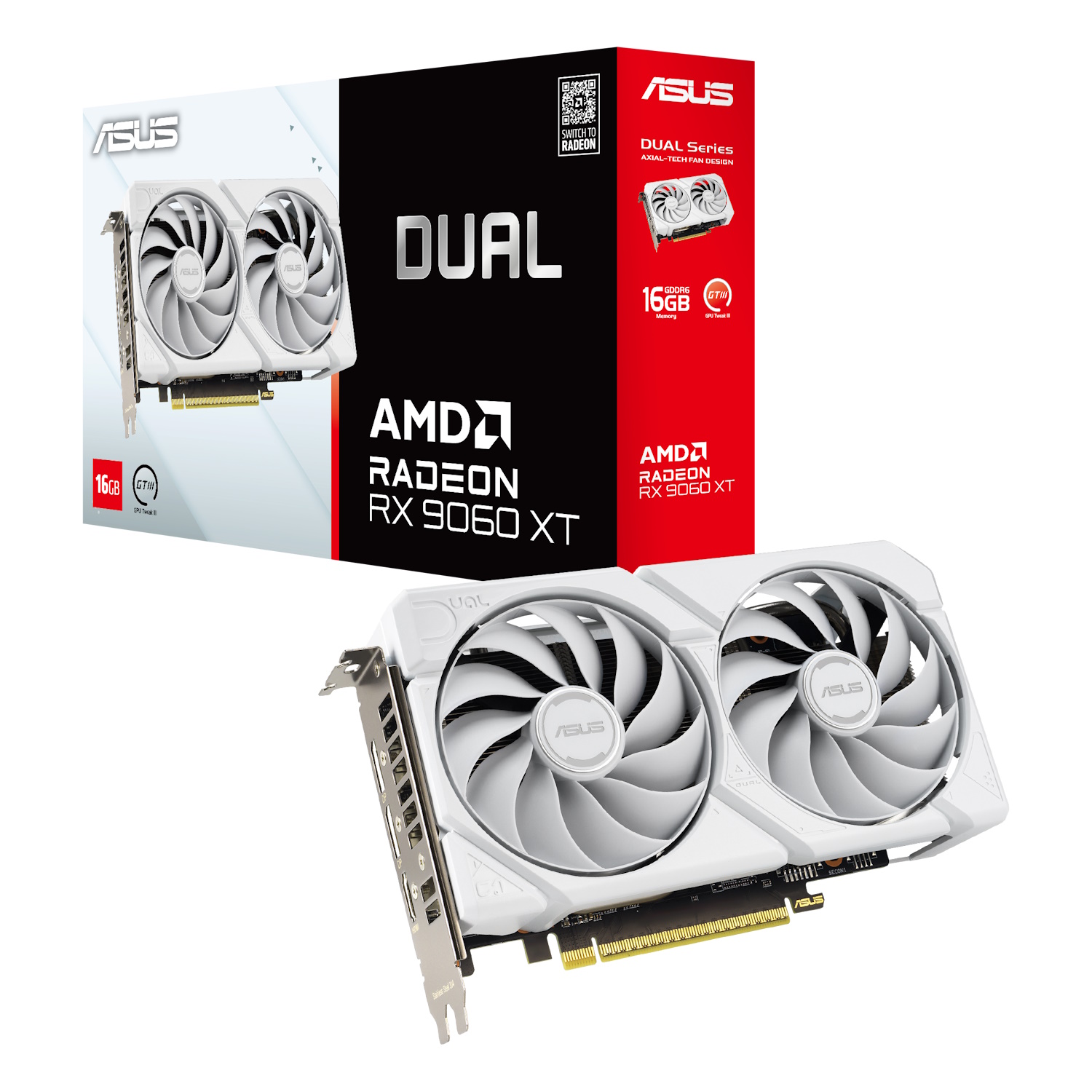 Bild von ASUS Dual Radeon RX 9060 XT 16GB White Grafikkarte - 16GB GDDR6, HDMI, 2x DP