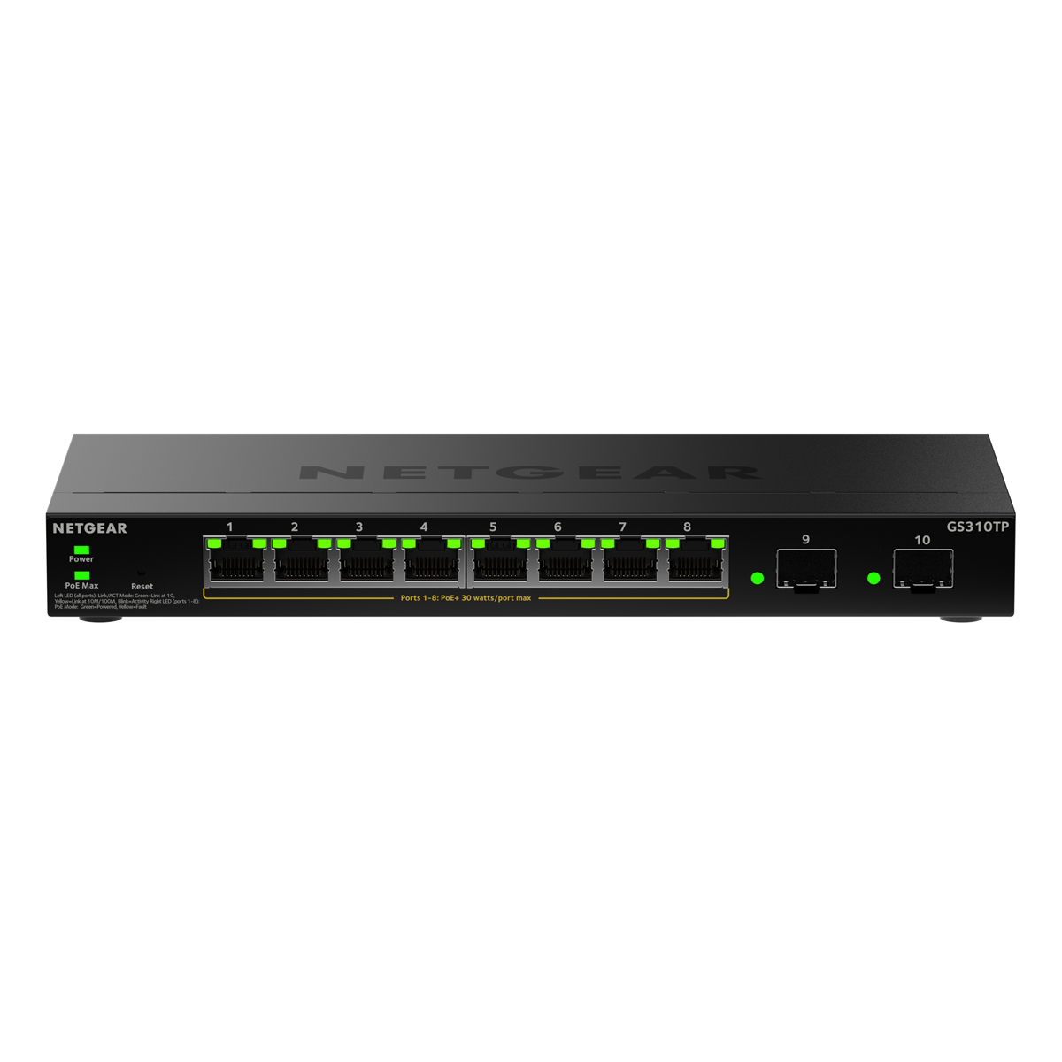 Bild von NETGEAR GS310TPv2 Smart Managed Switch 8x Gigabit Ethernet (PoE+, max. 55W), 2x 1 Gbit/s SFP